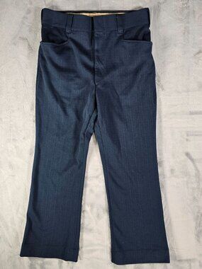 Vintage 1970s Waist-Watcher Blue Talon Zipper Men's Dress Trousers (32x27)
